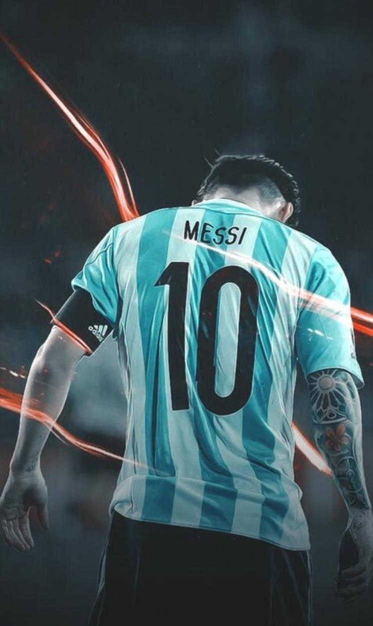 Messi Argentina Orange Light Background