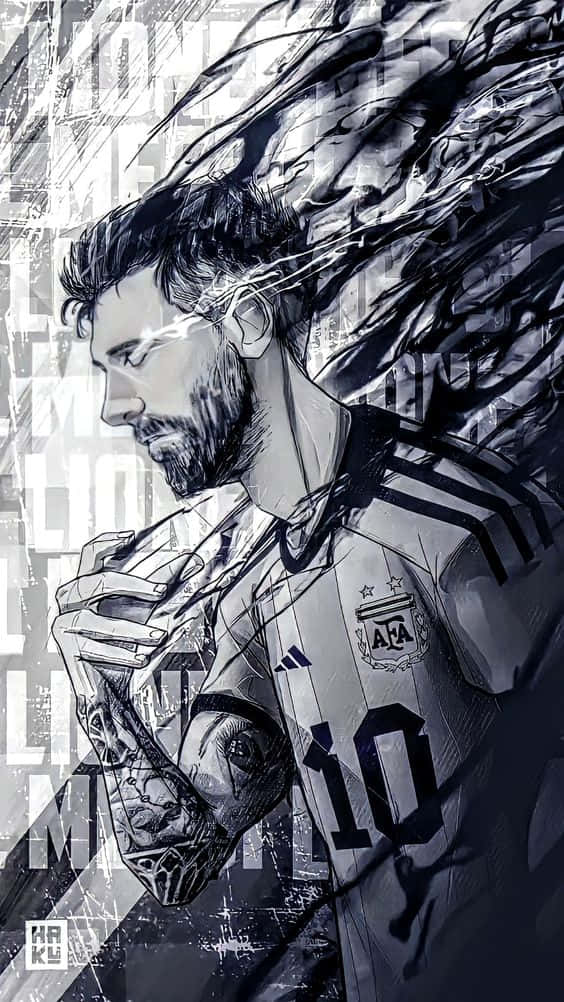 Messi Iphone Cool Monochrome Artwork Background