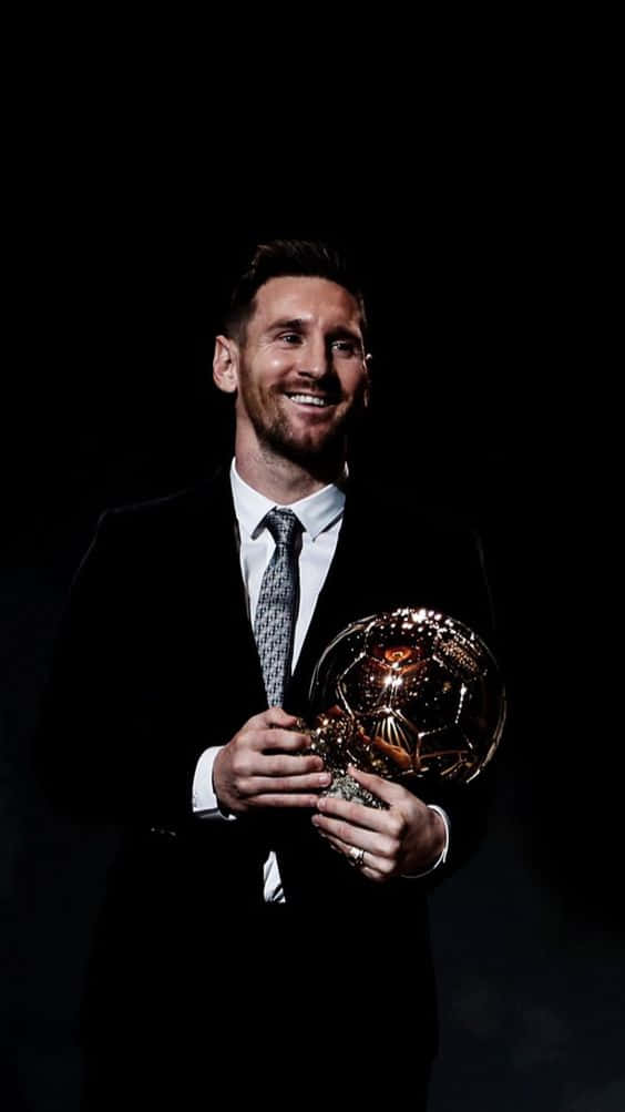 Messi Iphone Receiving Ballon D'or Background