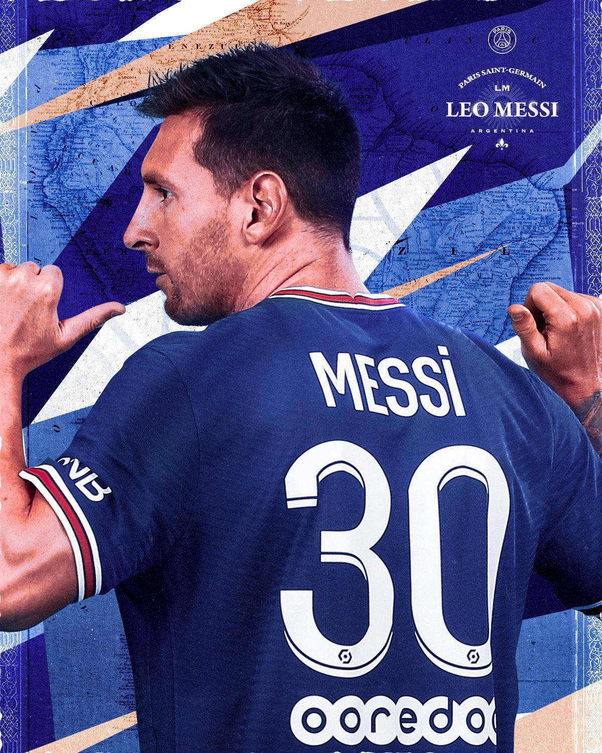 Messi Psg Blue 30 Jersey Background