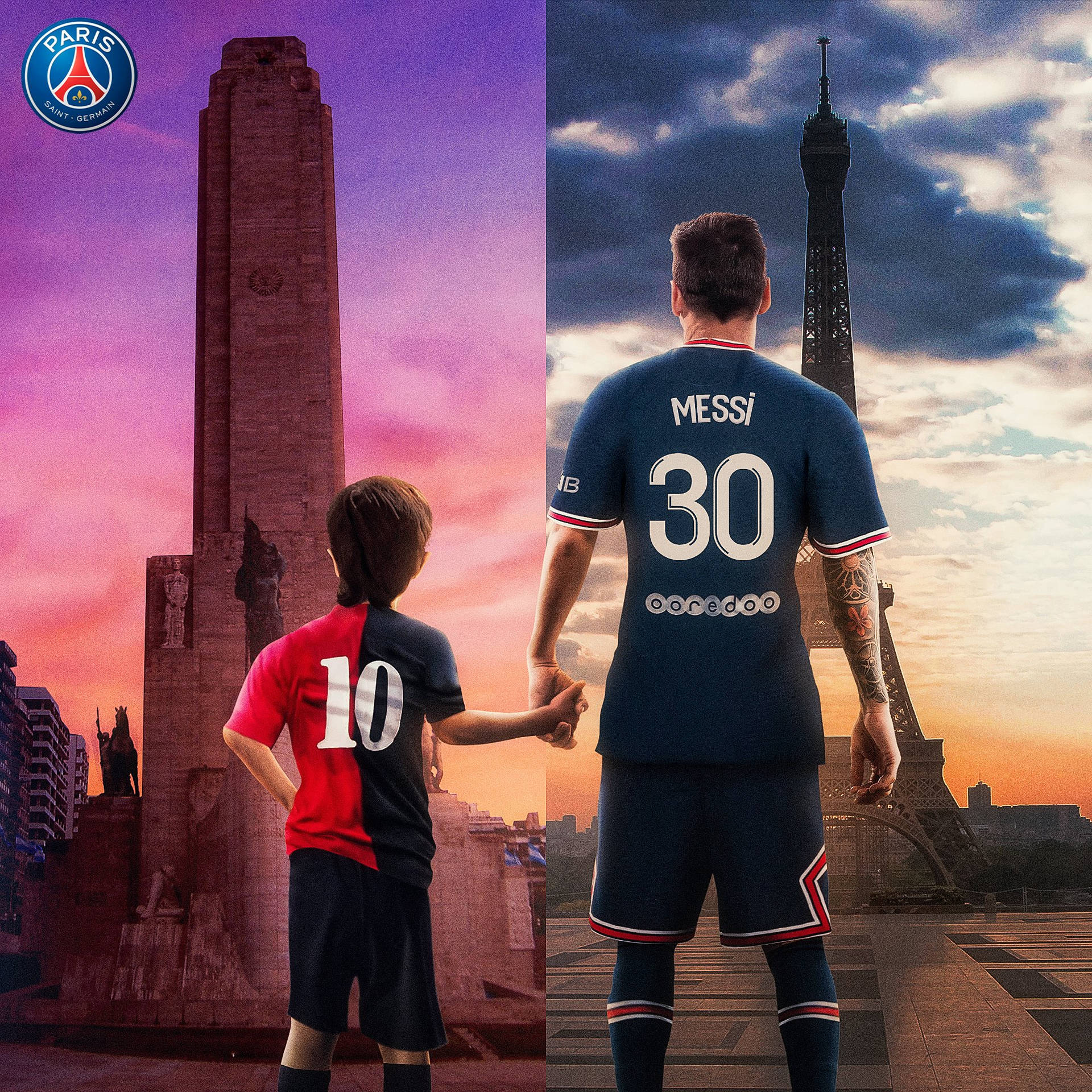 Messi Psg With Kid Background
