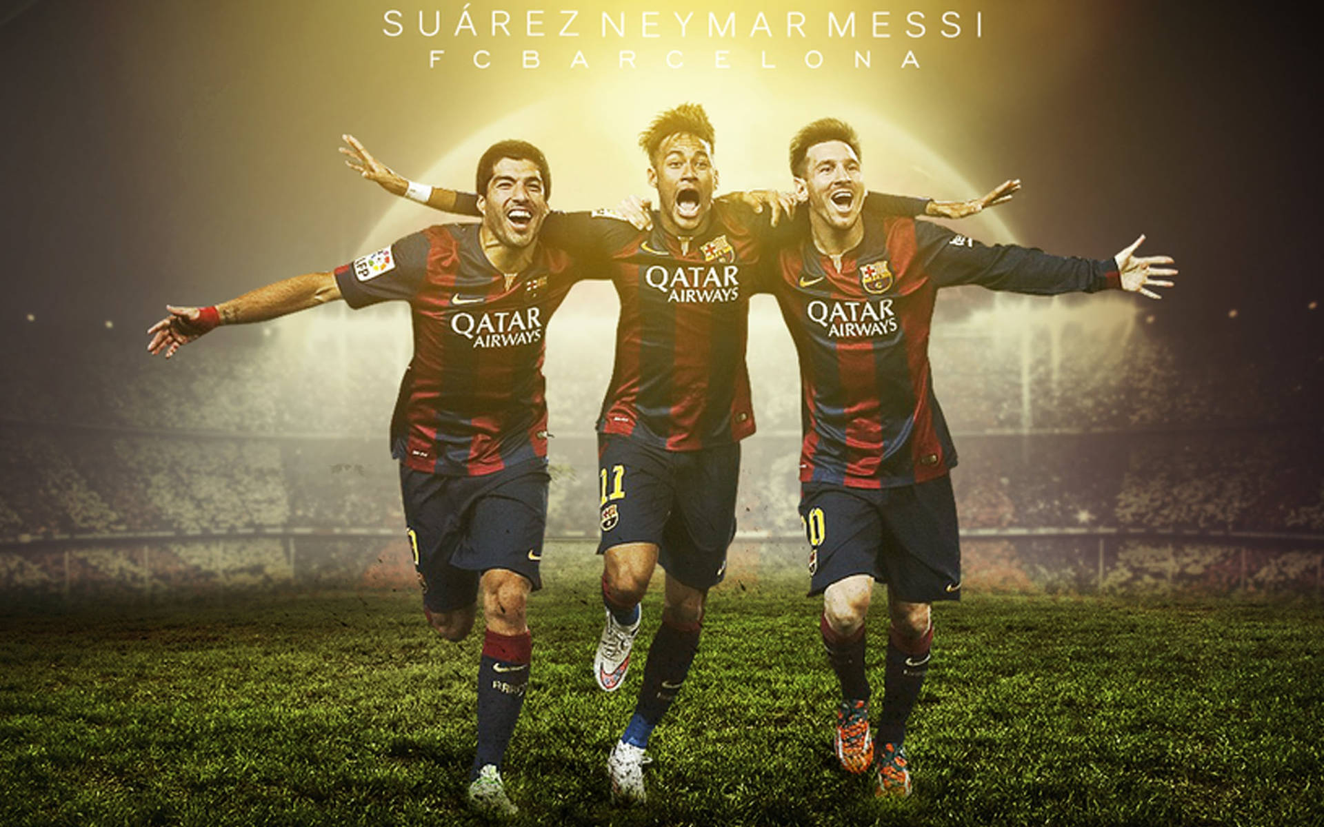 Messi Suarez Neymar Field Background