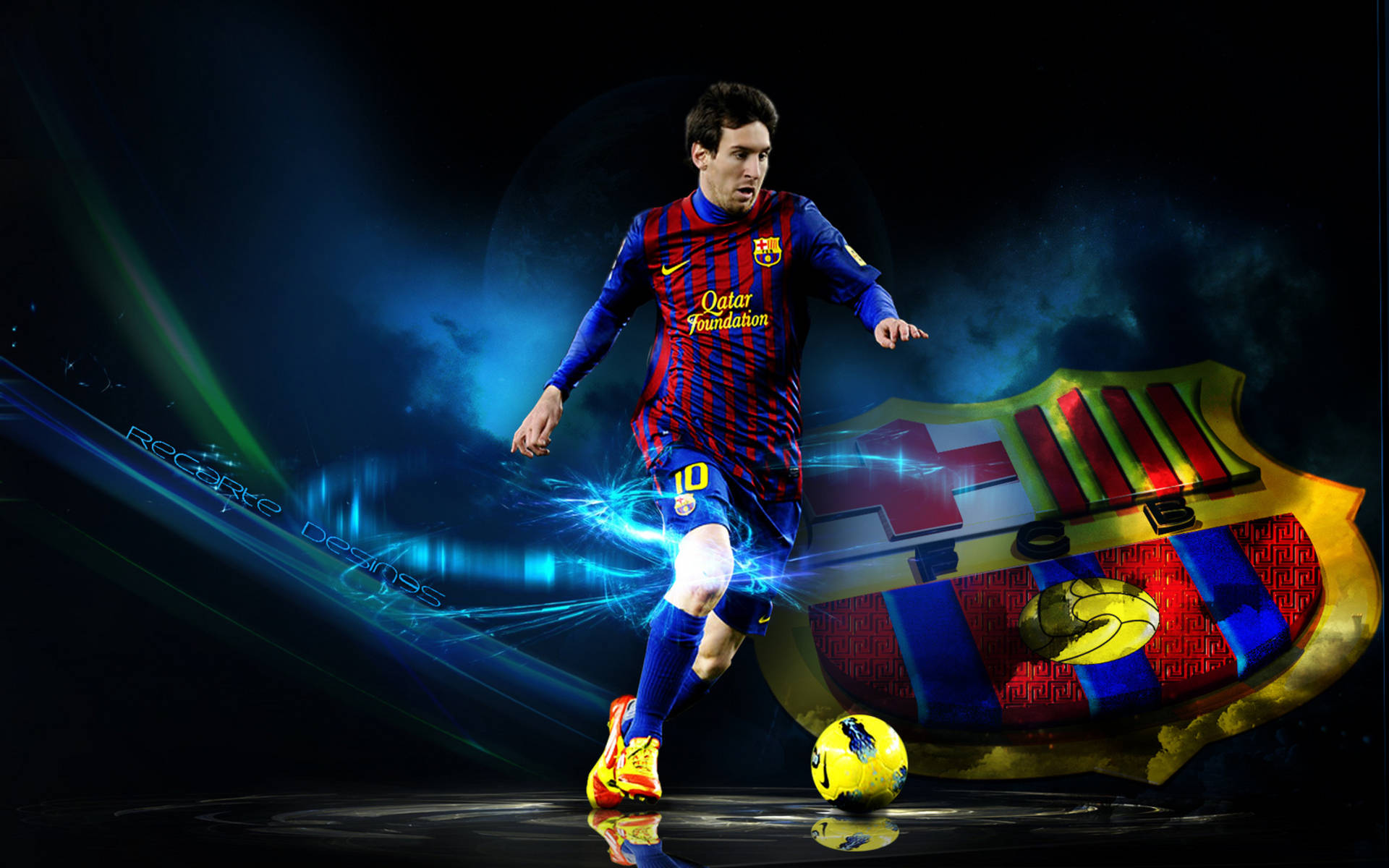 Messi With Fcb Art Background