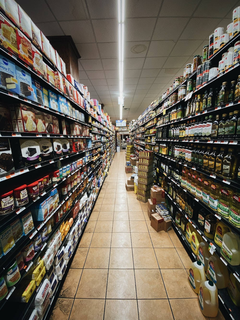 Messy Grocery Store Aisle With Boxes