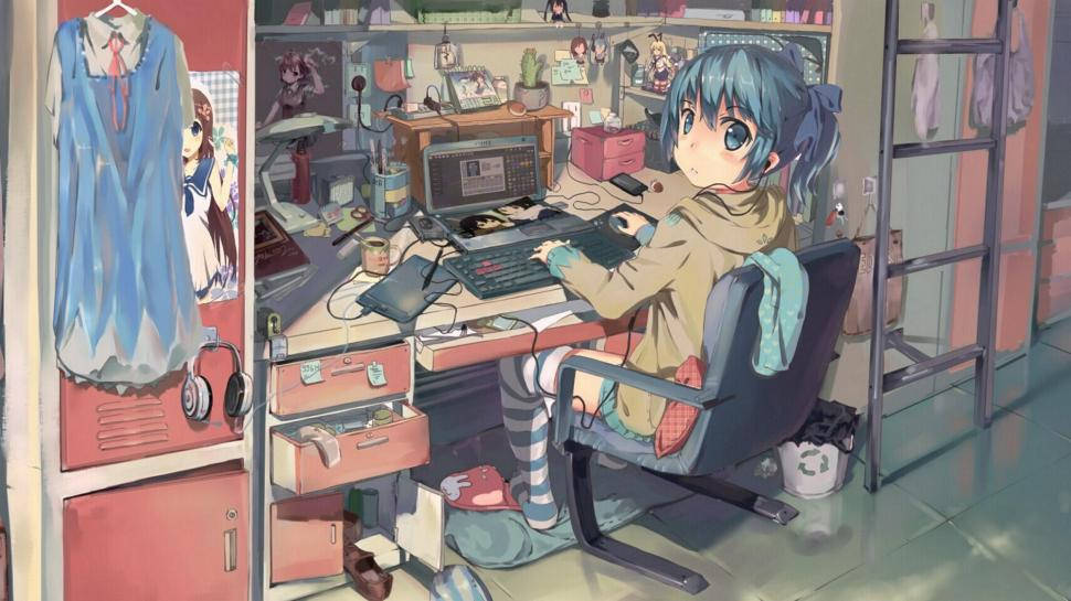 Messy Laptop Setup In Anime