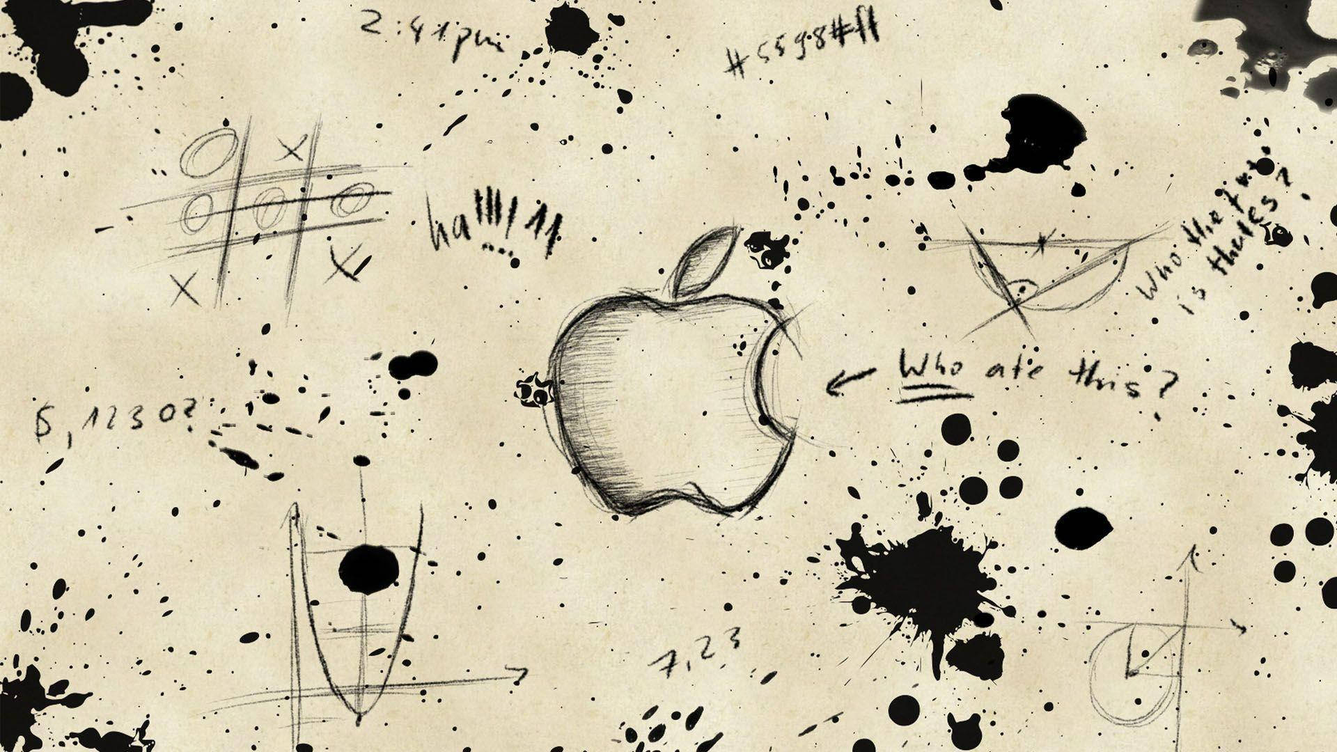 Messy Sketches Apple Logo Cool Hd