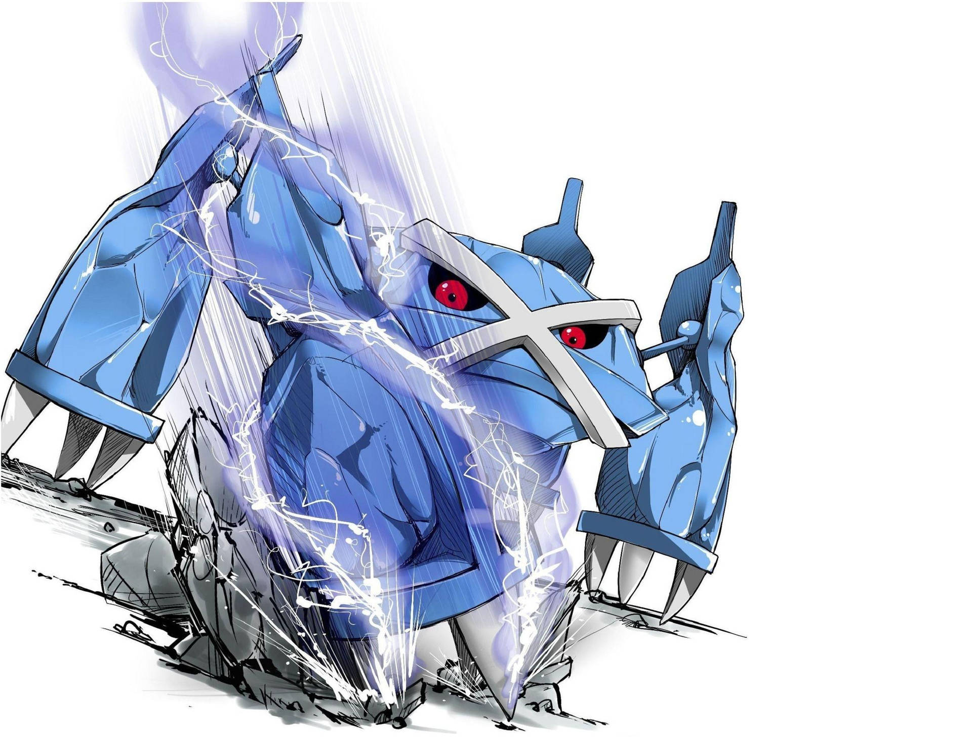 Metagross Attacking Rock Background