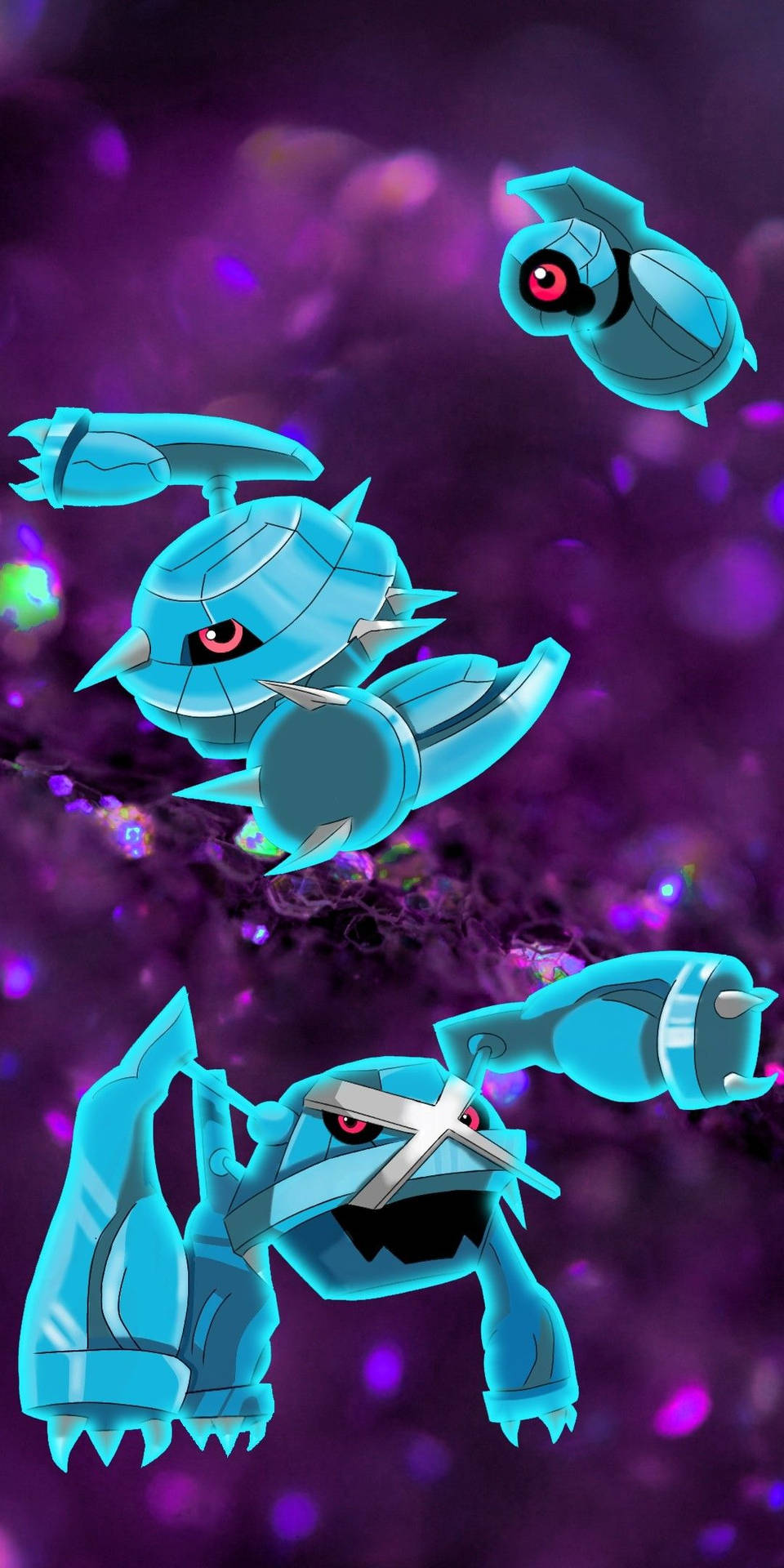 Metagross Evolution Line Violet Background