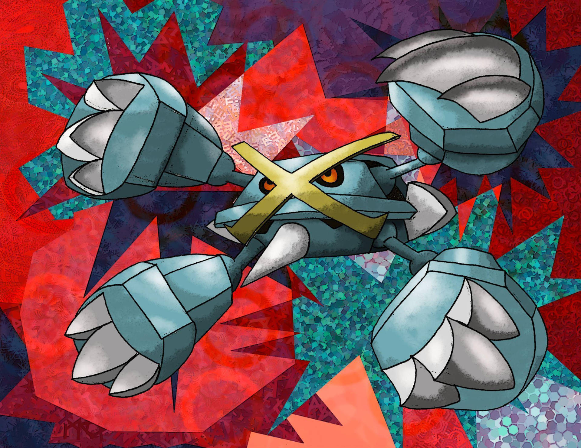 Metagross Mega Red Jagged Background Background