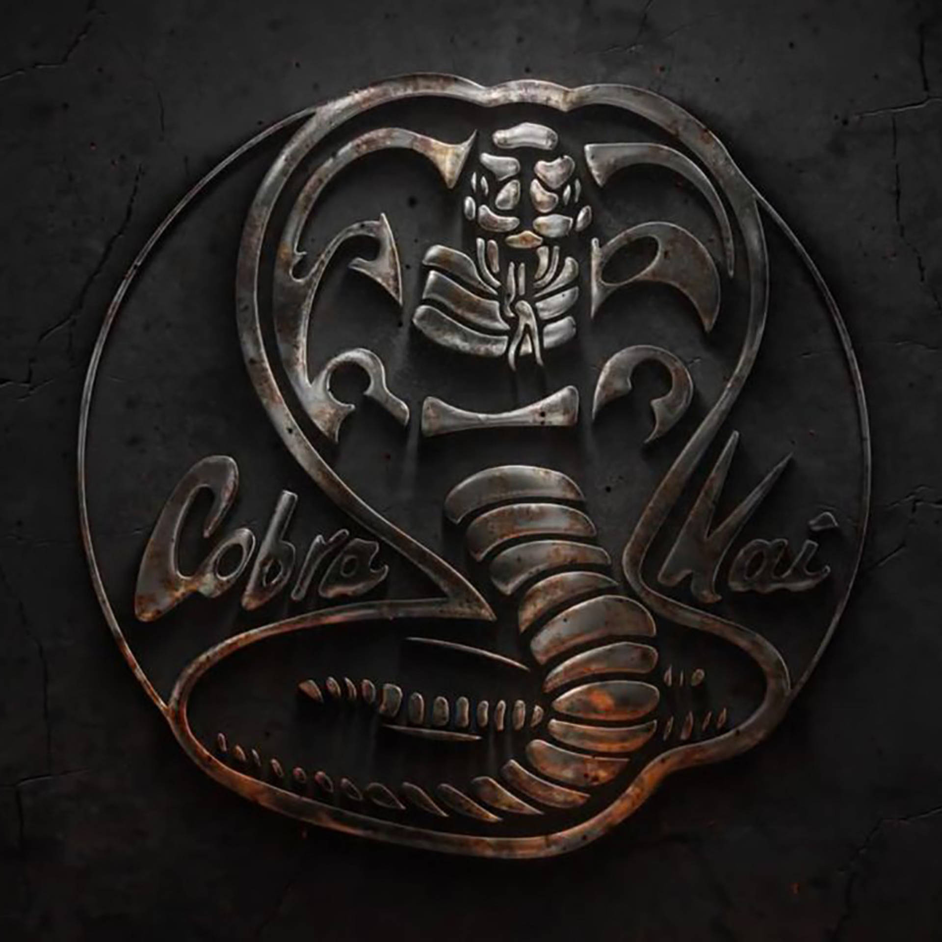 Metal-engraved Cobra Kai Phone Background