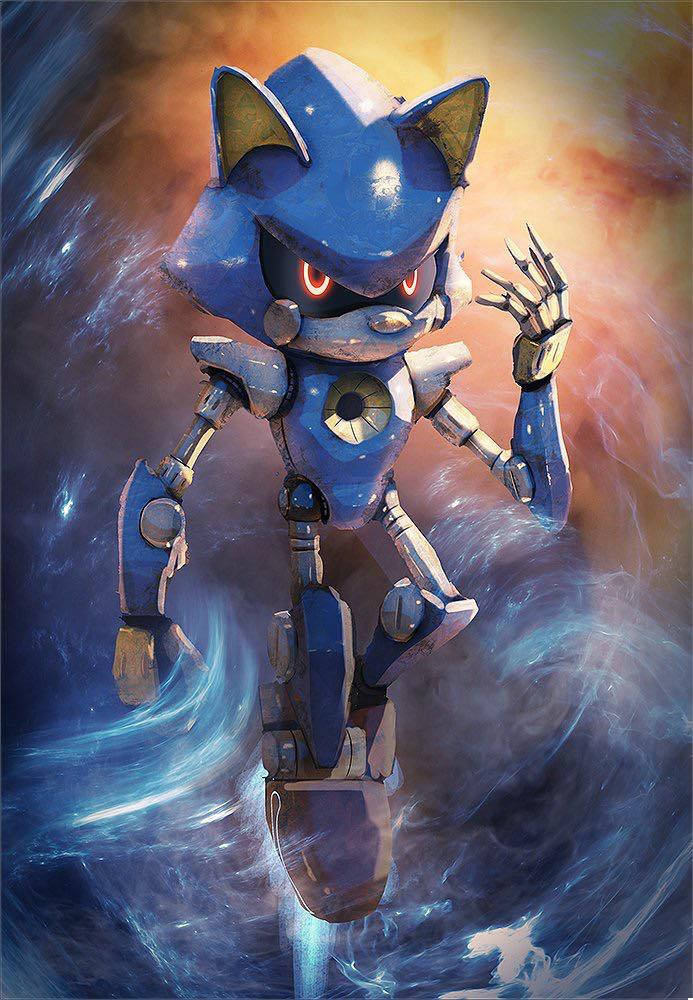 Metal Sonic 3d Blue Art Background