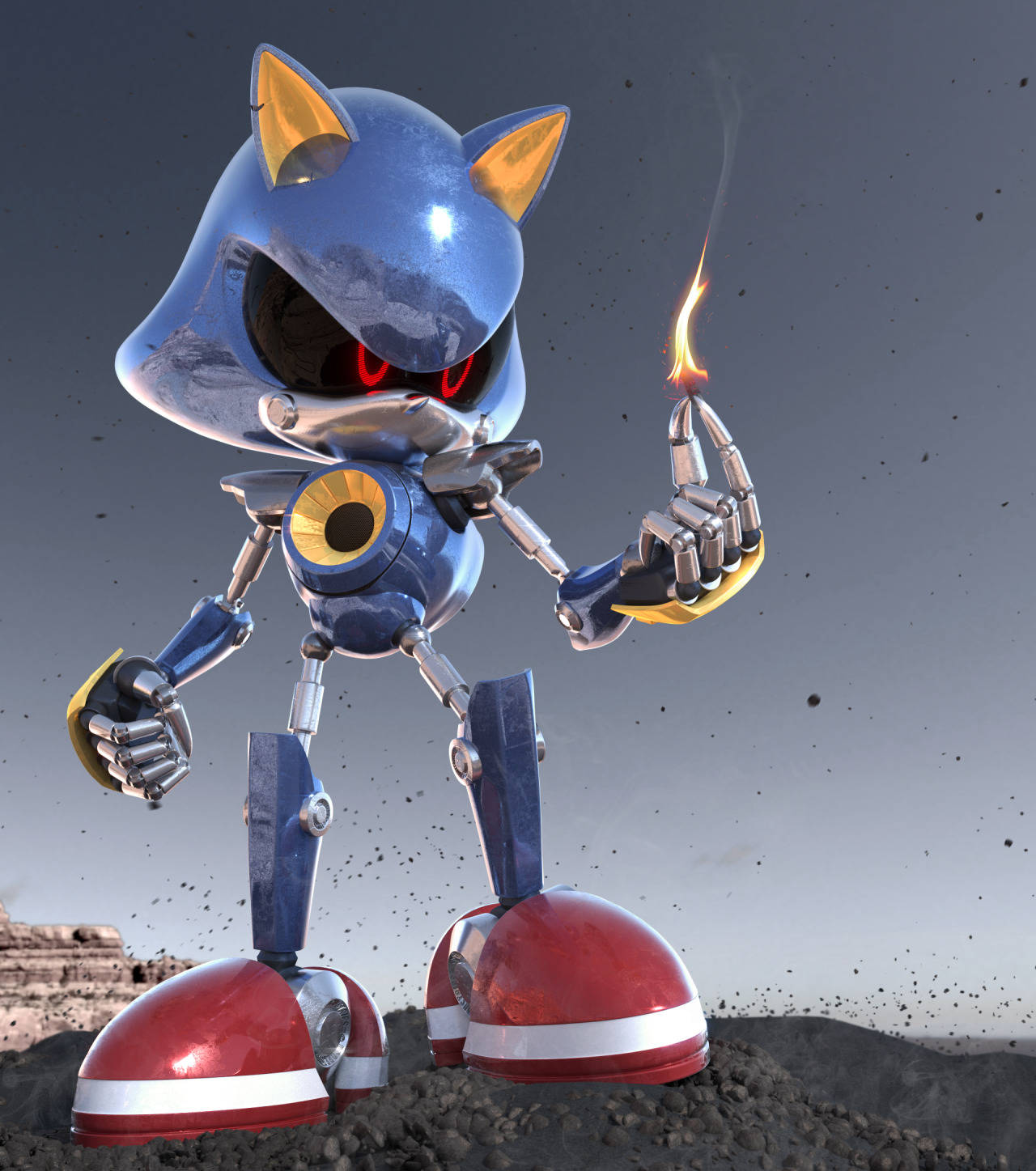 Metal Sonic 3d Fire Background