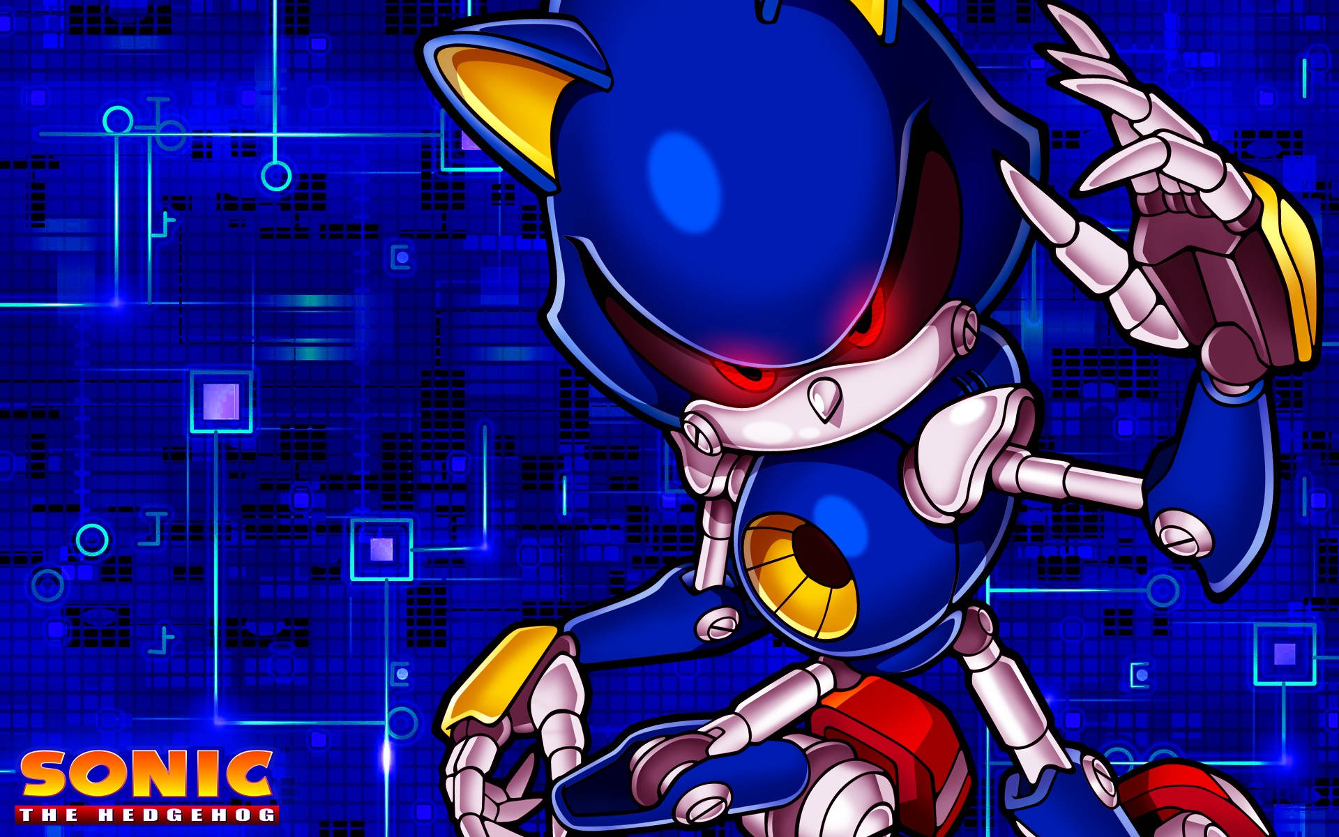 Metal Sonic Blue Computer Chip Background