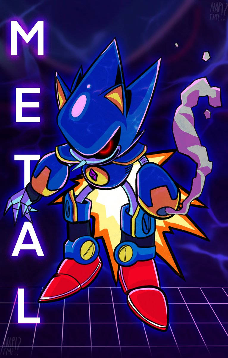 Metal Sonic Cool Fiery Art Background