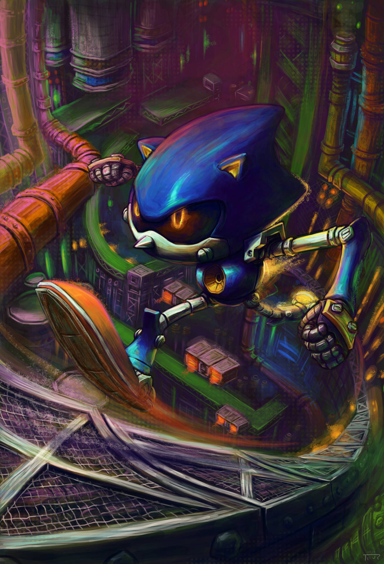 Metal Sonic Digital Drawing Background