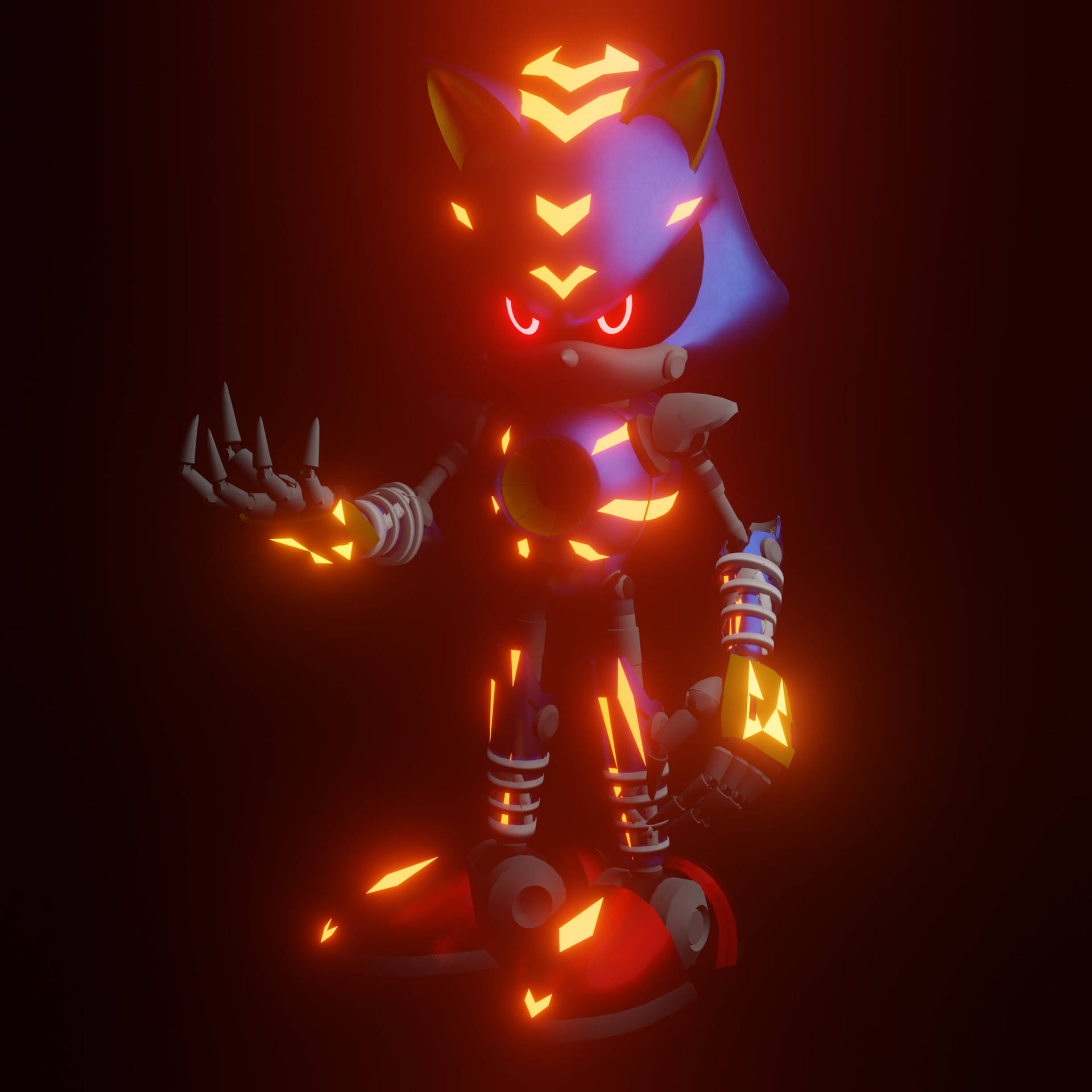 Metal Sonic Fiery Body Background