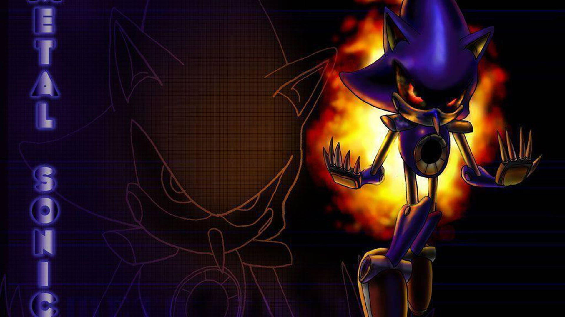 Metal Sonic Fire Black Background