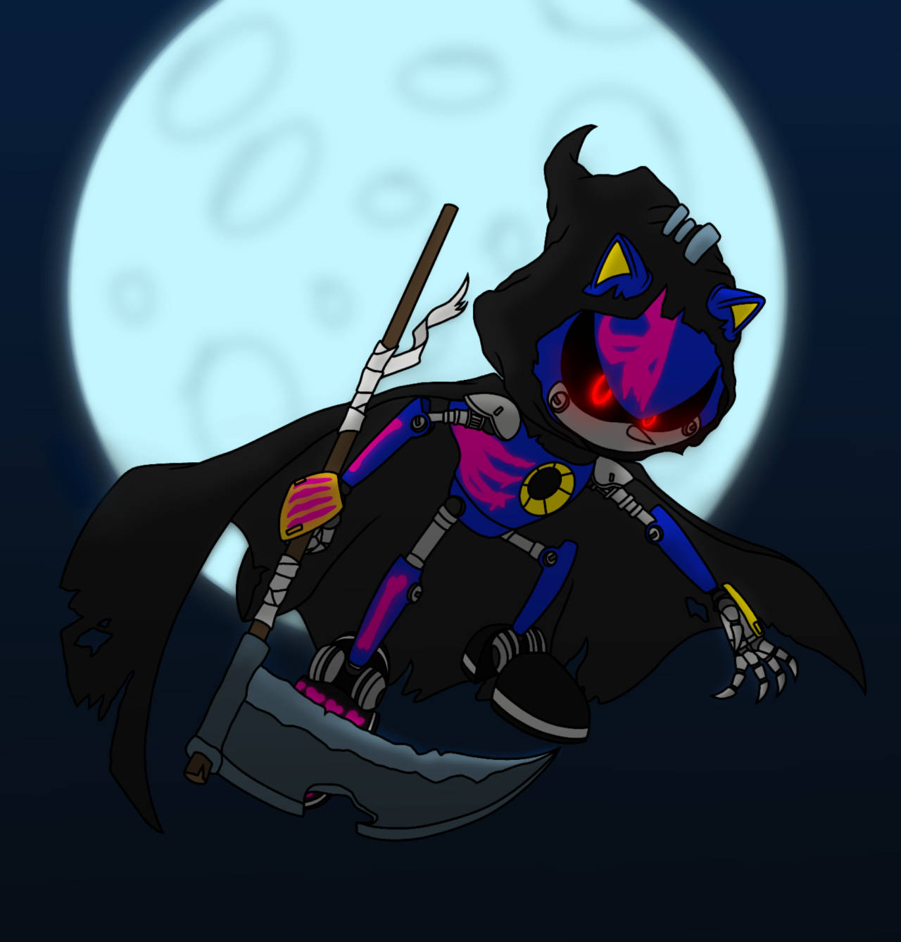 Metal Sonic Halloween Moon Background