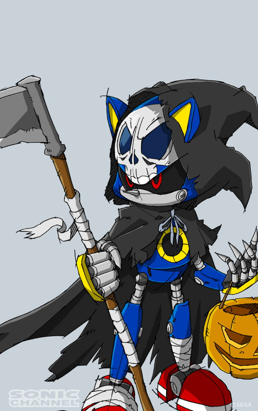 Metal Sonic Skull Face Background