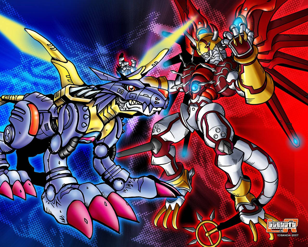 Metalgarurumon And Shinegreymon Digimon Background
