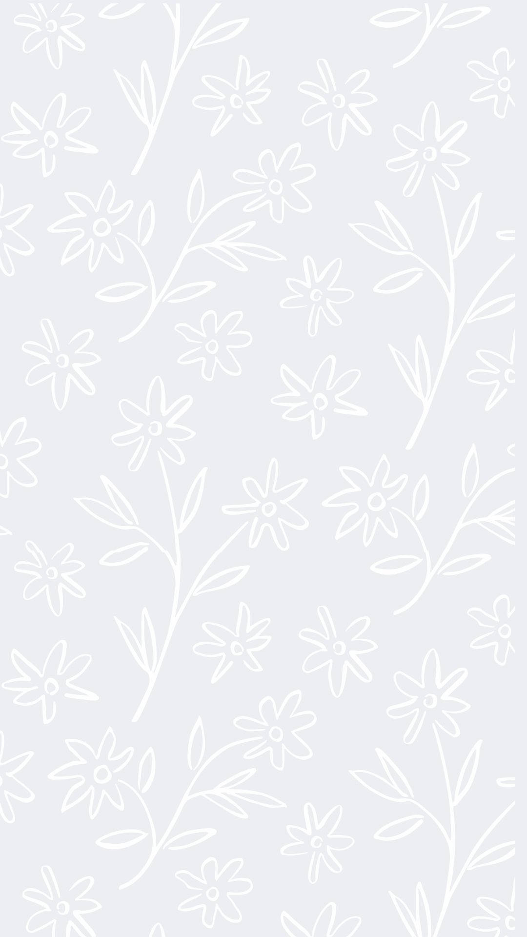 Metallic Aesthetic White Flowers Background