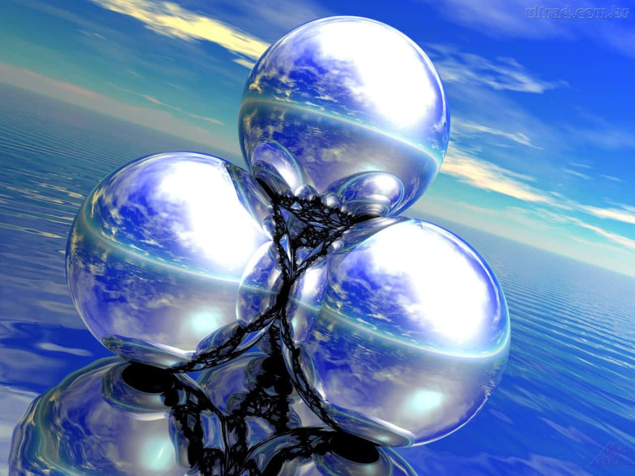 Metallic Balls In Cyber Y2k Aesthetic Background