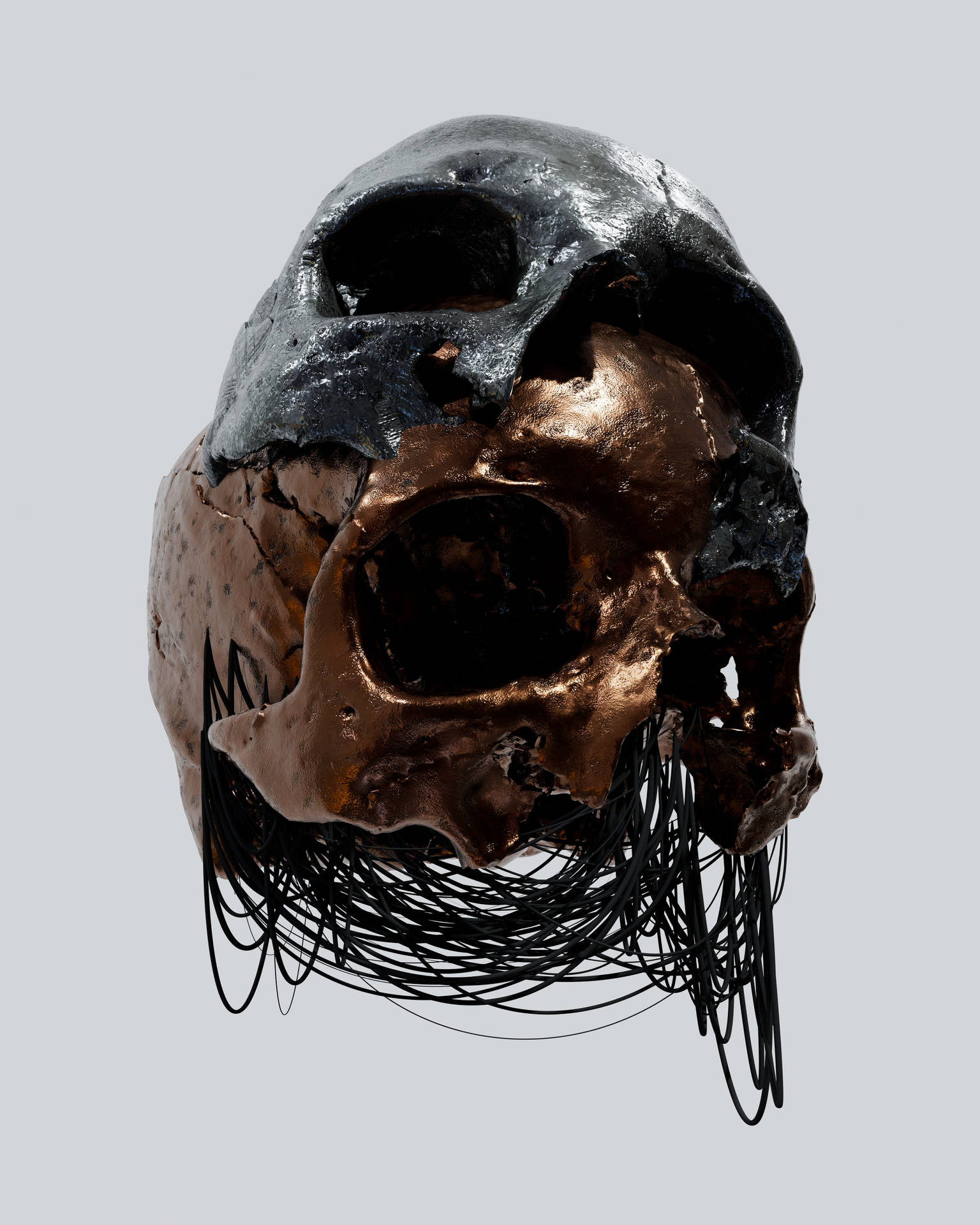 Metallic Bronze Scary Skull Background