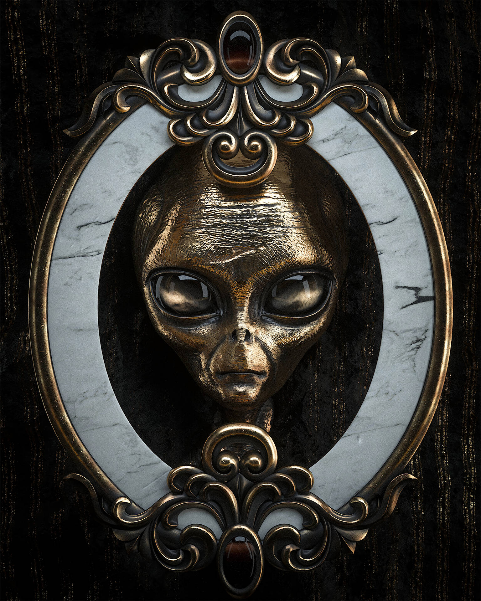 Metallic Gold Alien Background