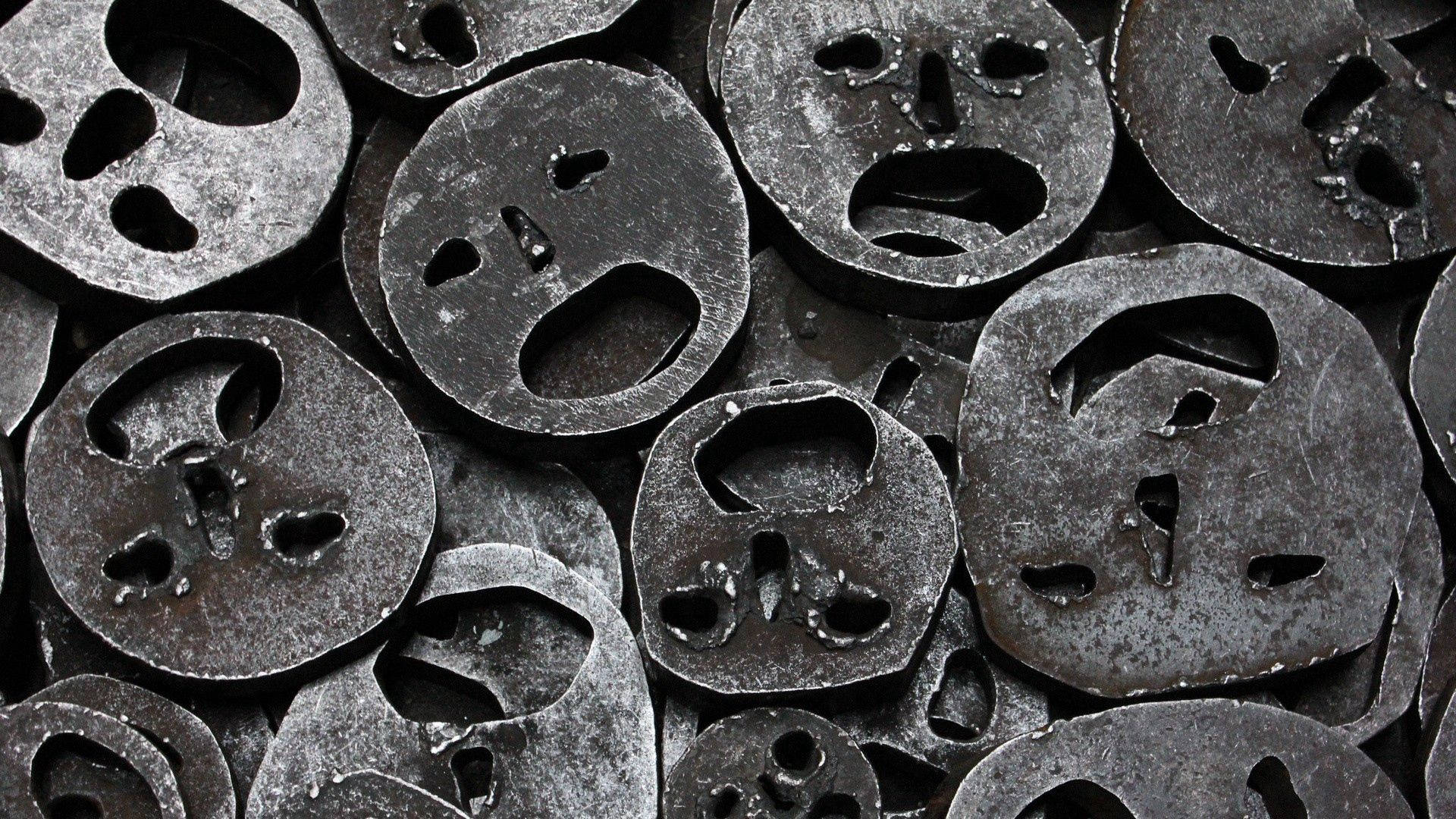 Metallic Iron Abstract Masks Background