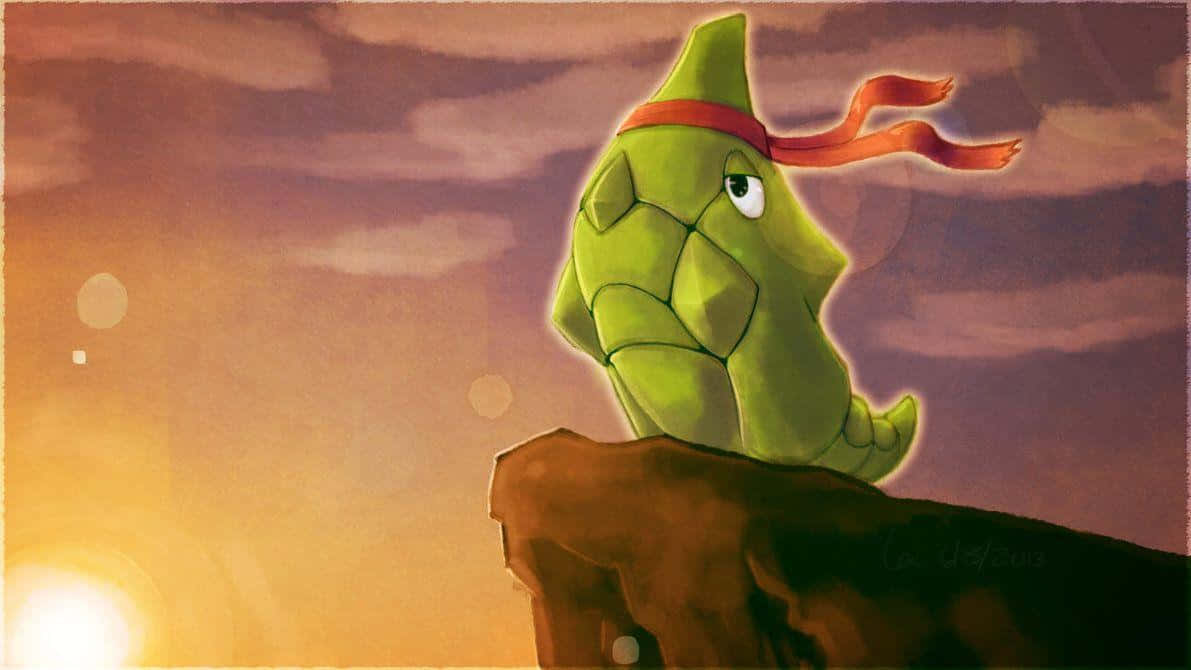 Metapod Wearing A Red Headband Background