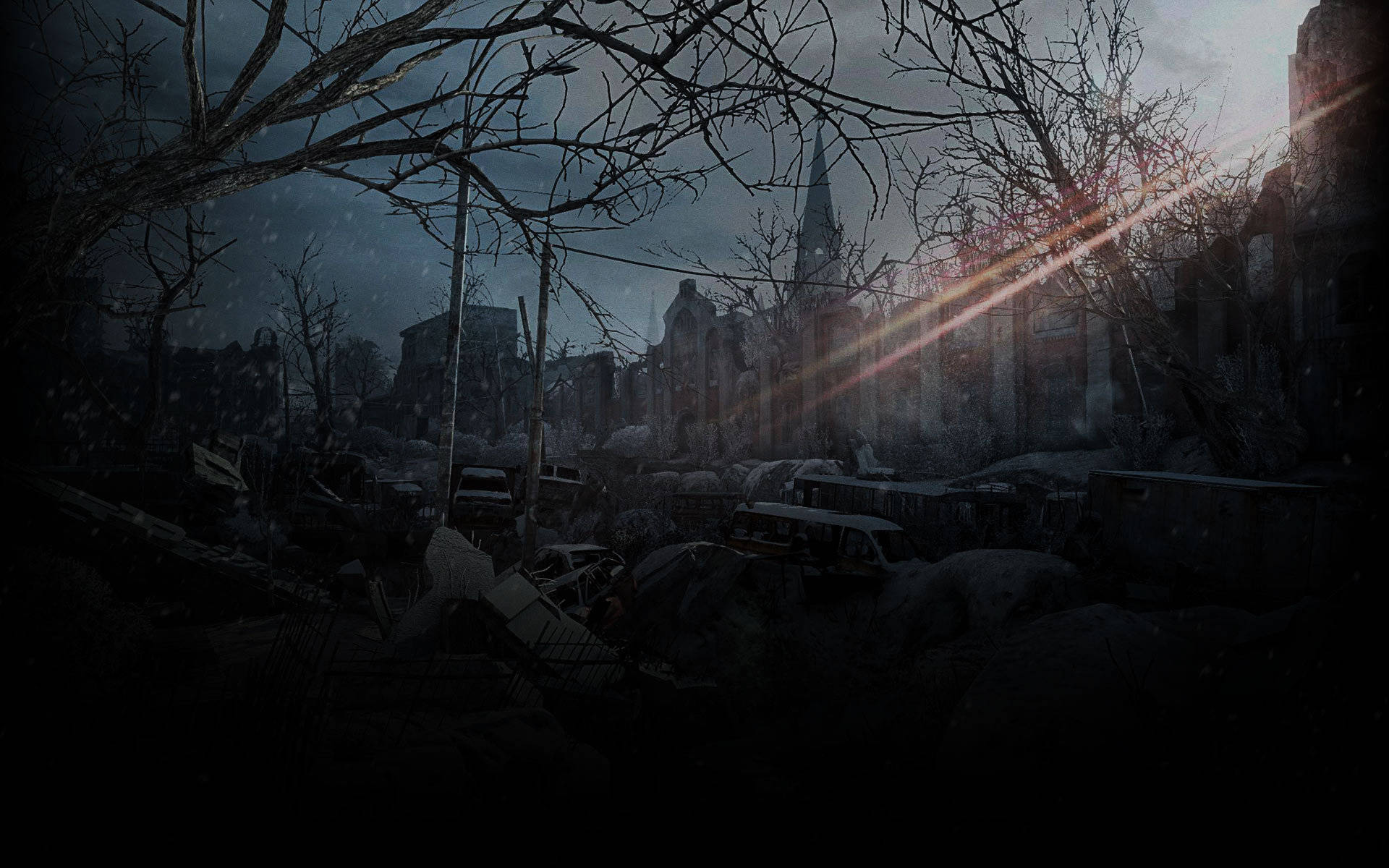 Metro 2033 Snowy Moscow Ruins Background