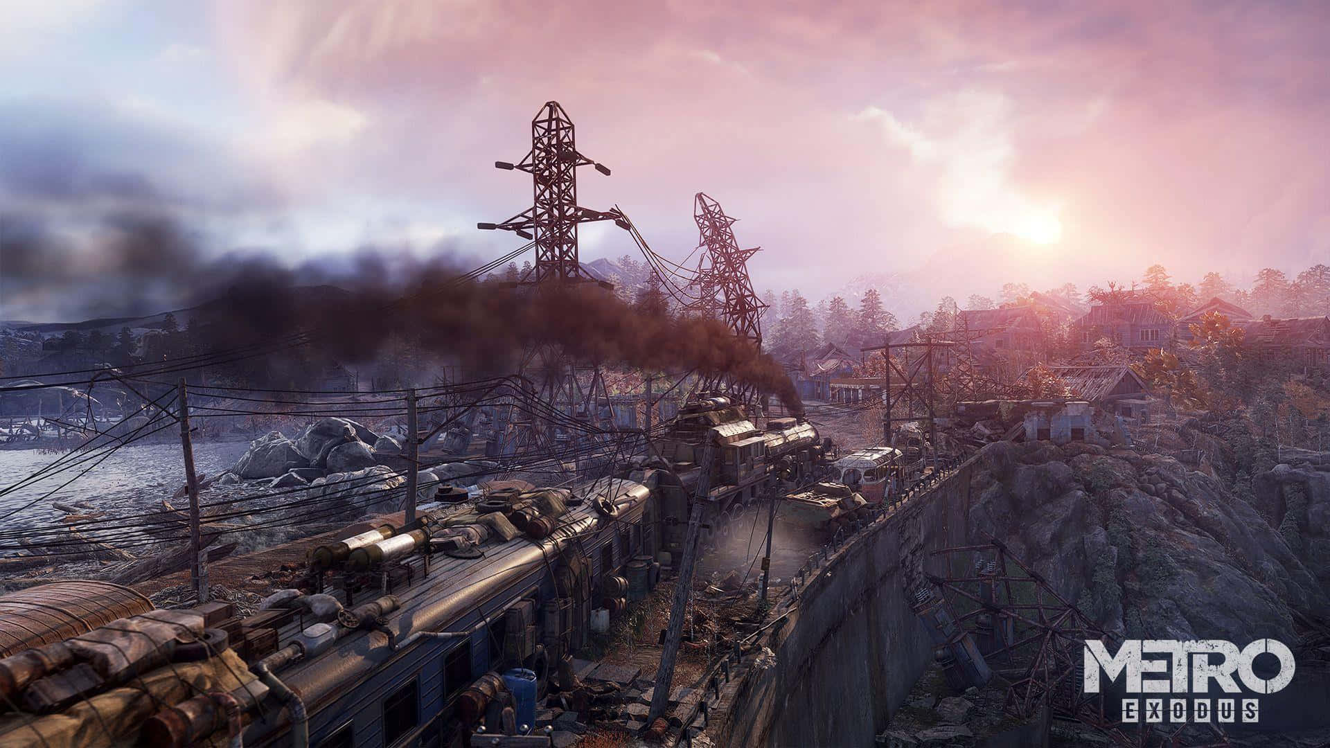 Metro Exodus Train Journey Sunset Background