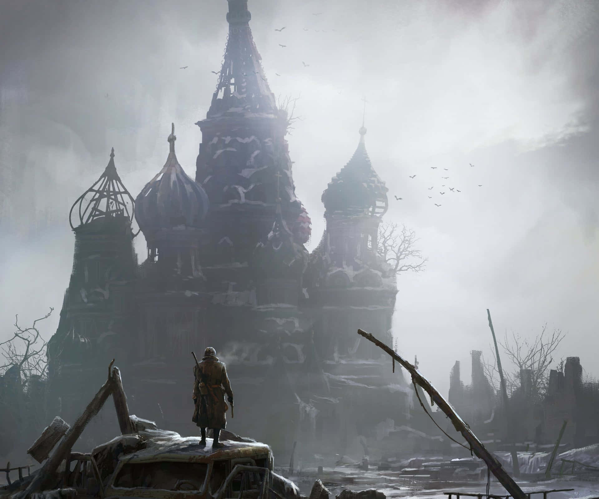 Metro Game Post Apocalyptic Red Square Background