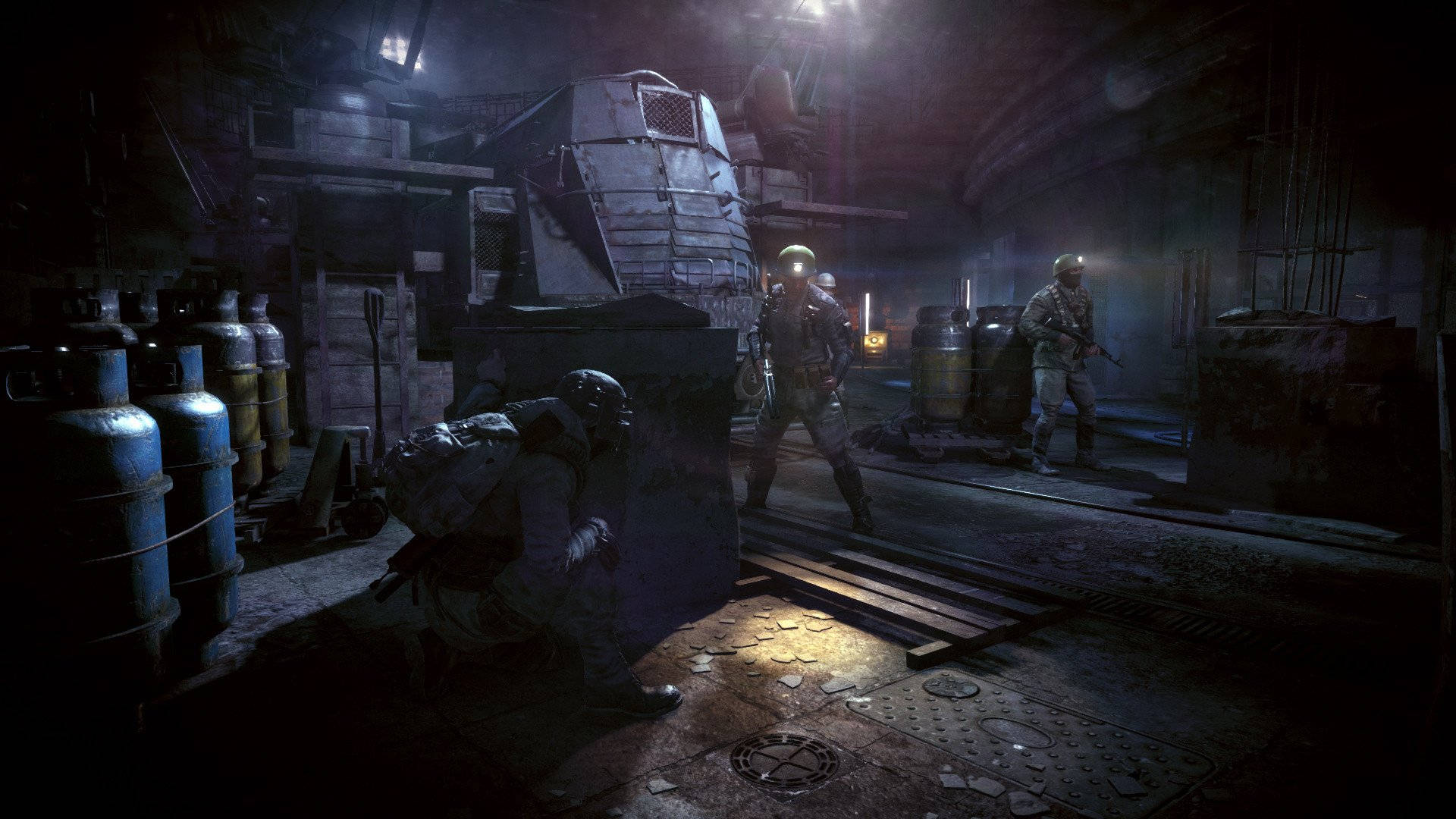 Metro Last Light Redux Characters Infiltrating Room Background