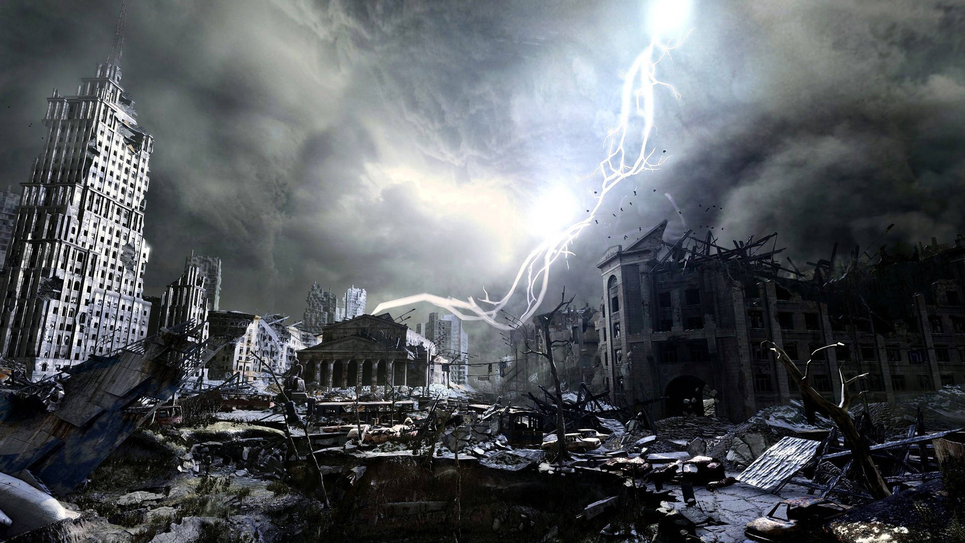 Metro Last Light Redux Lightning Sky Background