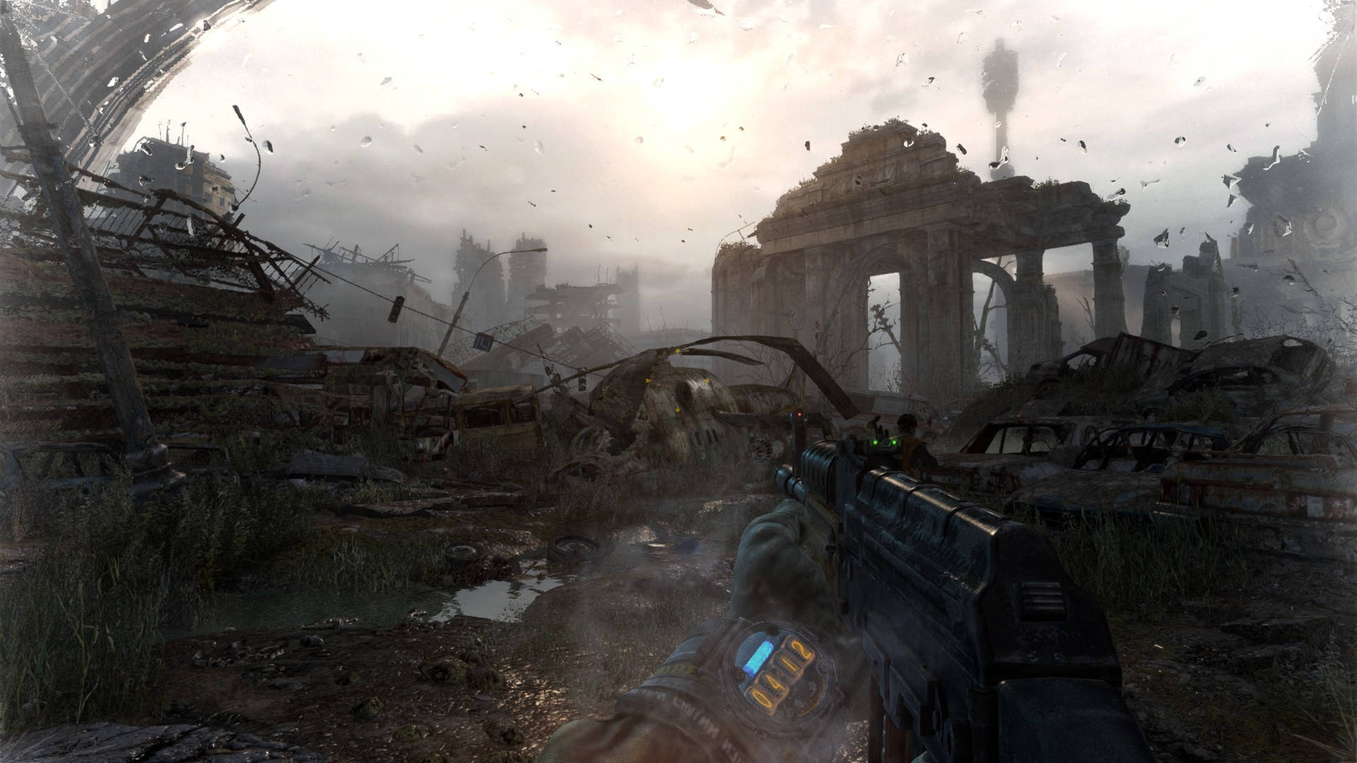 Metro Last Light Redux Player Ruined Buildings Background