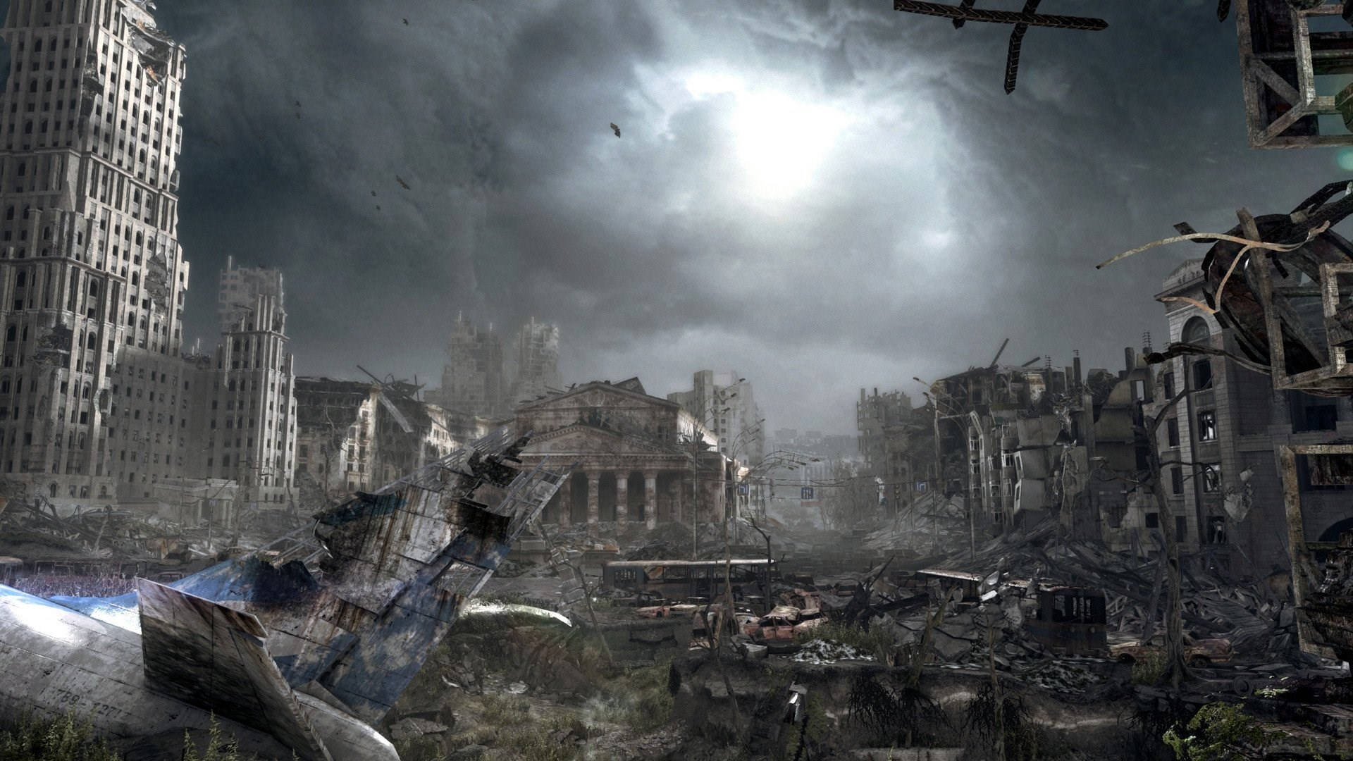 Metro Last Light Redux Ruined City Sky Background