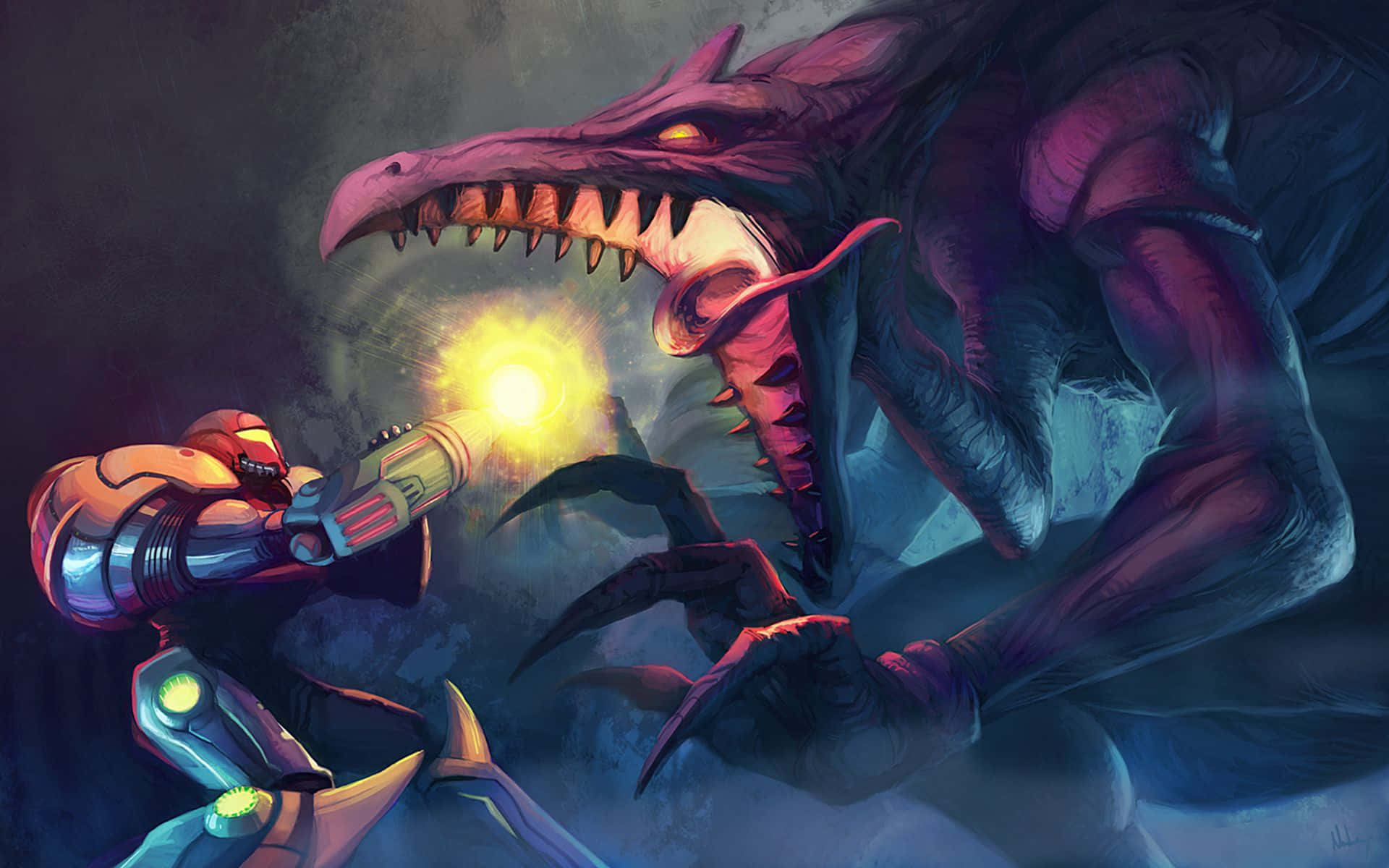 Metroid Dread Samus Aran Dragon Background