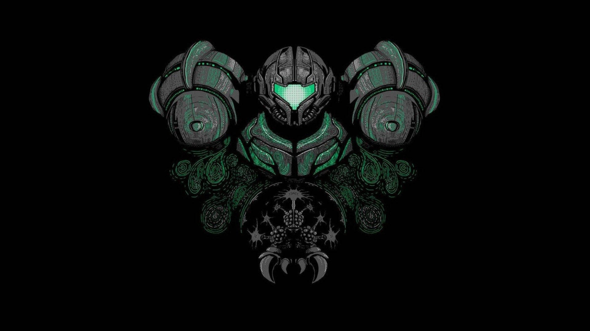 Metroid Green Gray Armor Background