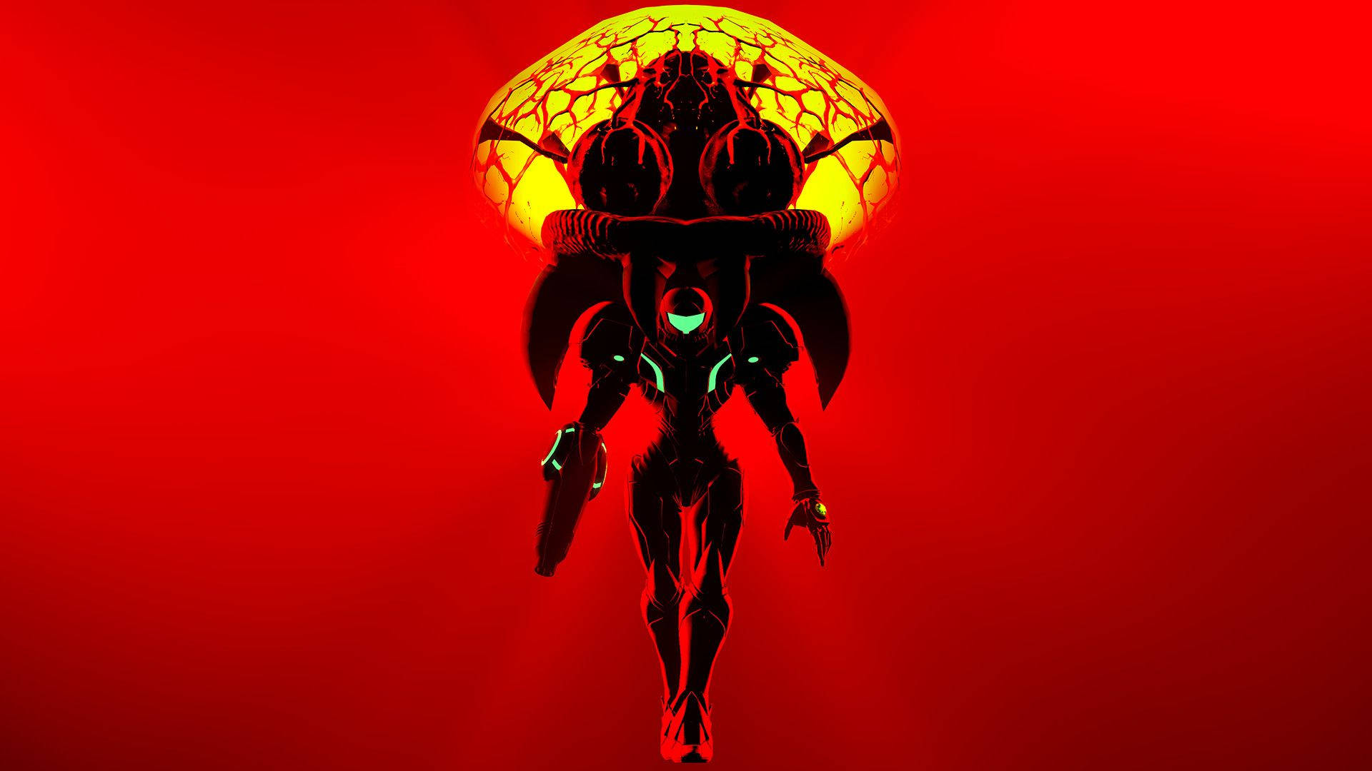 Metroid Red Black Yellow Background