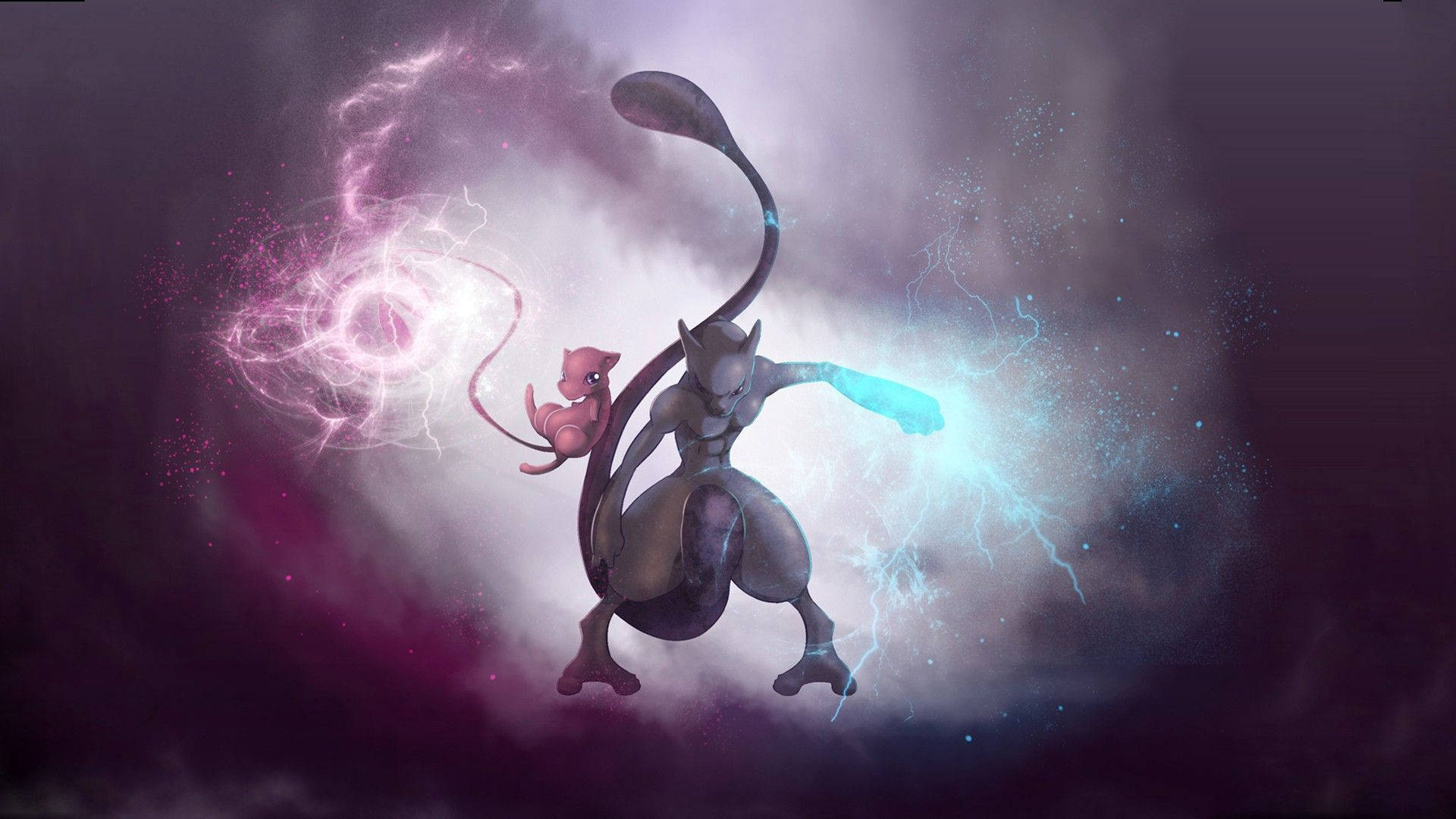 Mew And Mewtwo Team Up! Background