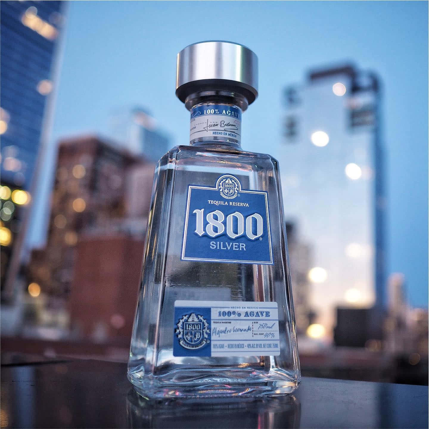 Mexican Brand 1800 Tequila Reserva Silver Background