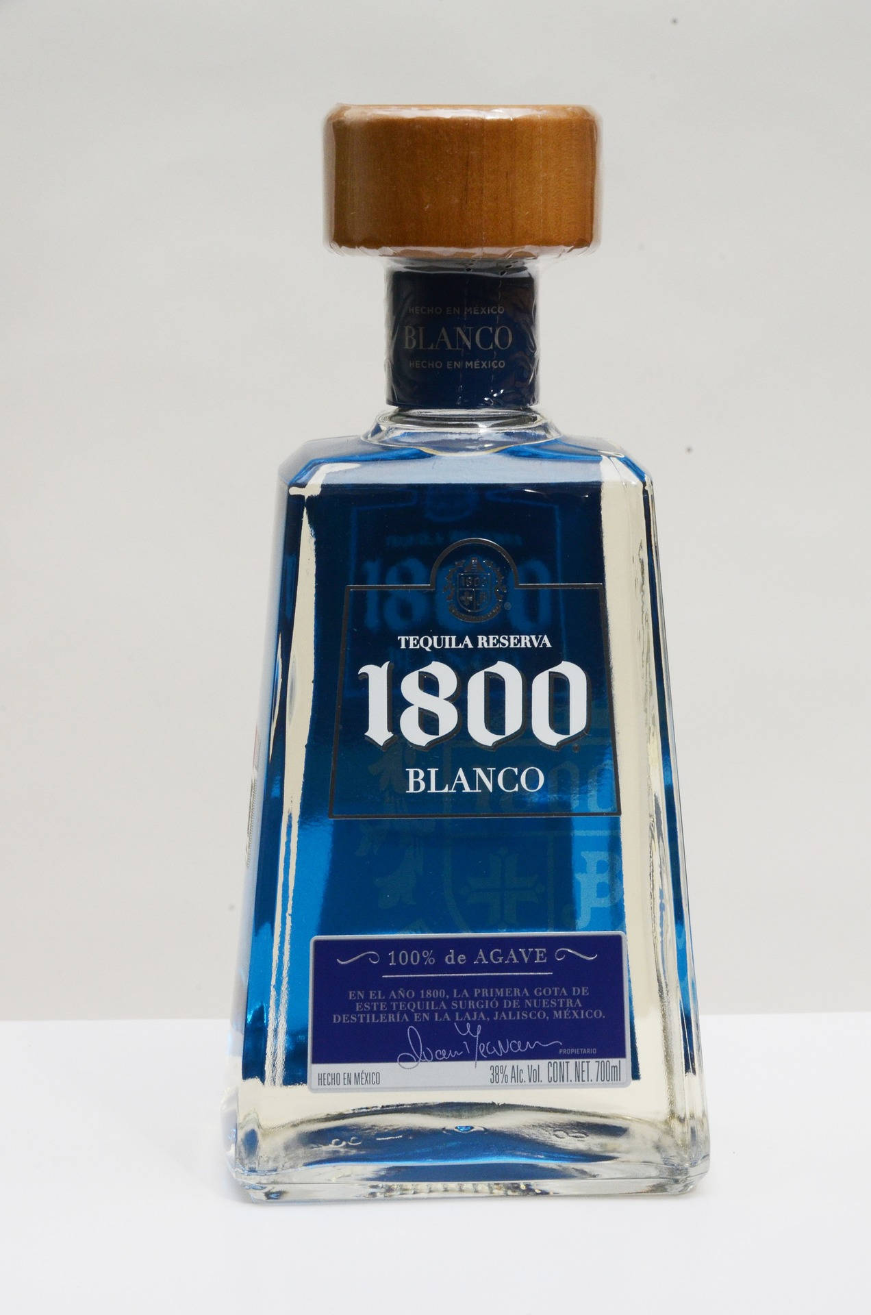 Mexican Brand 1800 Tequila Reserva Silver Blanco Background