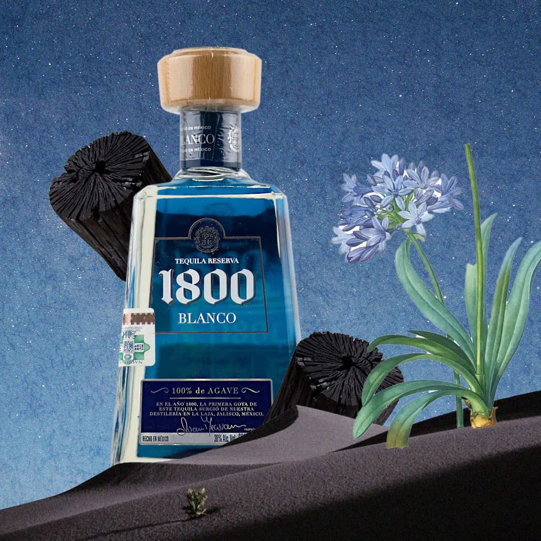 Mexican Brand 1800 Tequila Silver Blanco With Painting Background