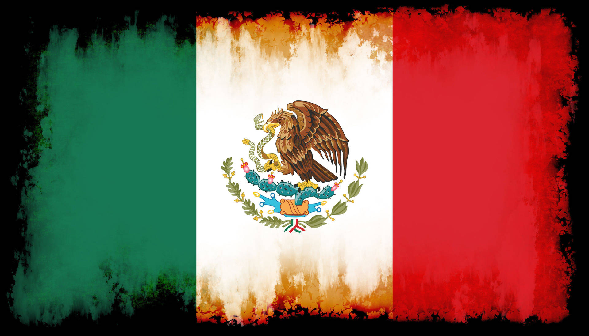 Mexican Flag With Eagle Logo Background