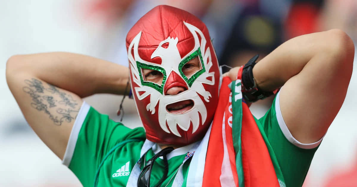 Mexican Football Fanin Luchador Mask Background