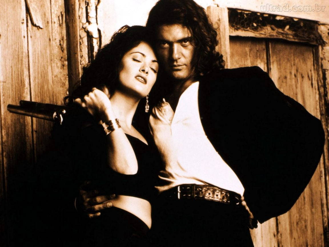 Mexican Man Antonio Banderas With Salma Hayek Background