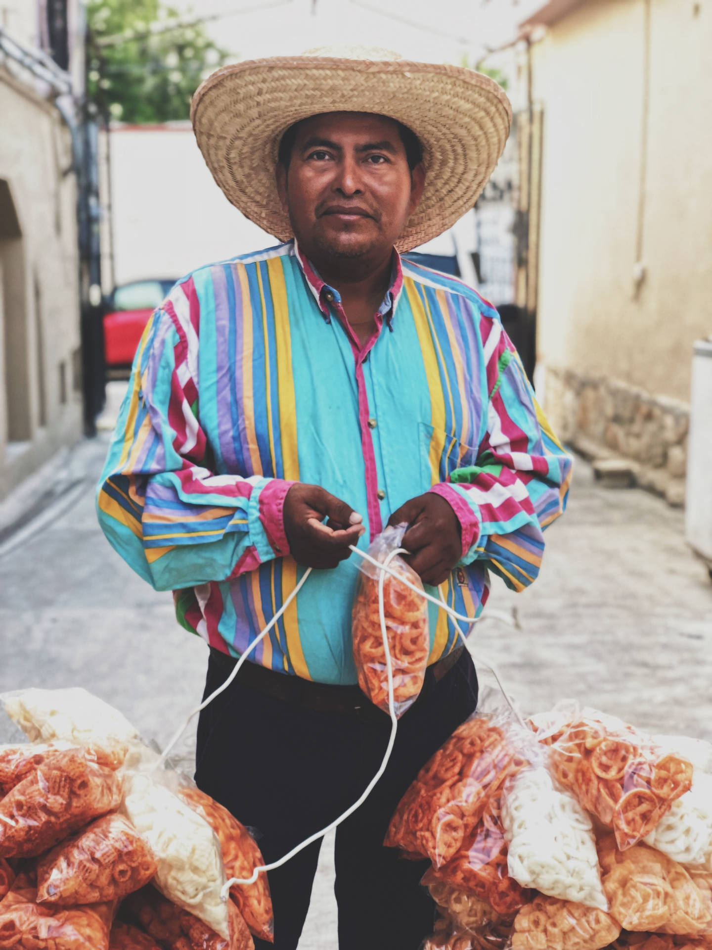 Mexican Man Colorful Shirt Background