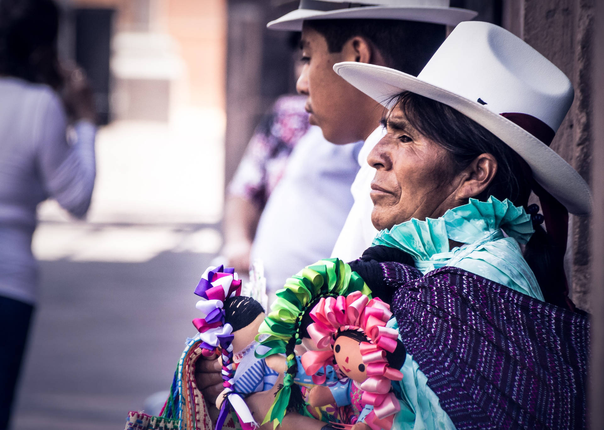 Mexican Man Grandmother With Hat Background