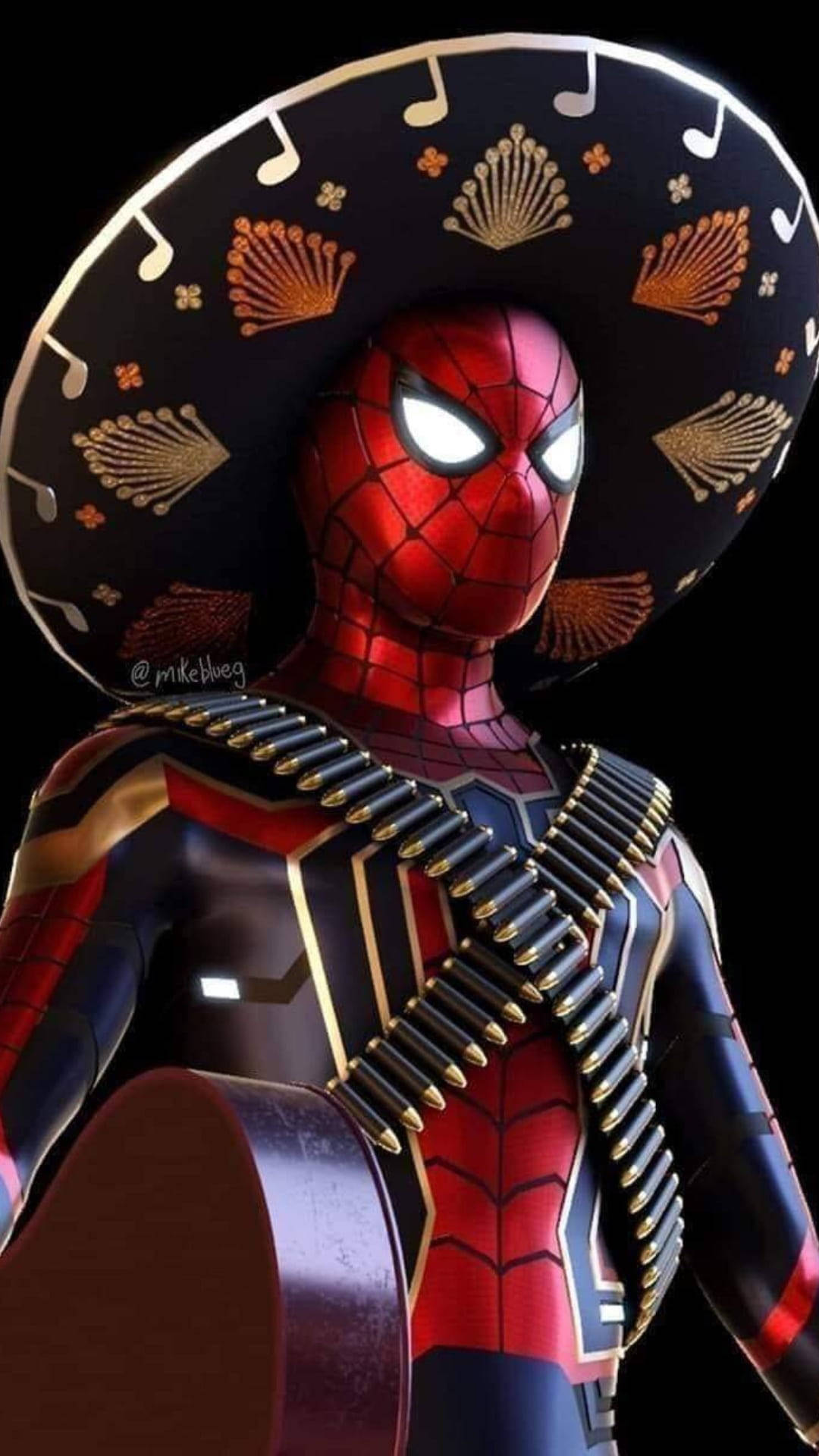 Mexican Man Parodying Spiderman With Traditional Hat Background